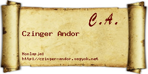 Czinger Andor névjegykártya